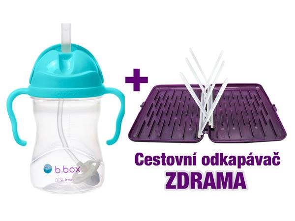 b.box Hrneček s brčkem- Aqua 240 ml +Cestovní odkapávač ZDARMA