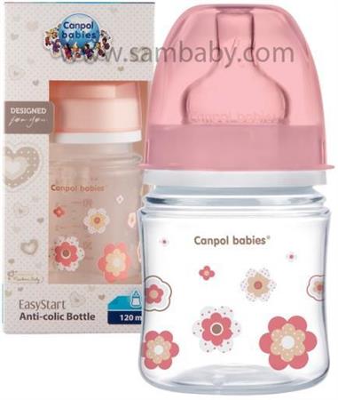 Canpol babies Láhev se širokým hrdlem NEWBORN BABY 120ml růžová