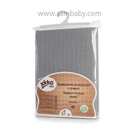 XKKO Bambusové prostěradlo s gumou BMB 120x60 - Baby Grey