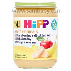 Hipp Příkrm ovocný BIO jablka a banány s dětskými sušenky 190g
