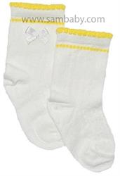 Tombis Dětské ponožky 28 s žlutým proužkem