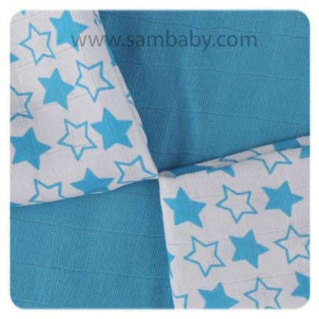 XKKO Bambusové ubrousky BMB 30x30 - Little Stars Cyan MIX