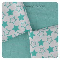 XKKO Bambusové ubrousky BMB 30x30 - Little Stars Turquoise