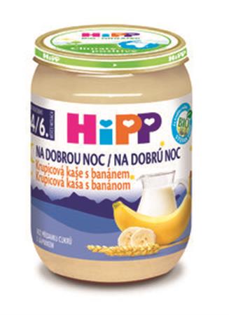 HiPP Kaše mléčná Bio na dobrou noc krupicová s banánem 190 g, od 4/6m