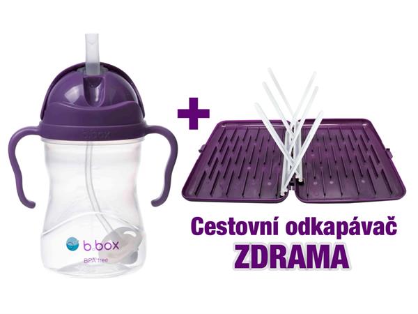 b.box Hrneček s brčkem - hrozny 240 ml +Cestovní odkapávač ZDARMA