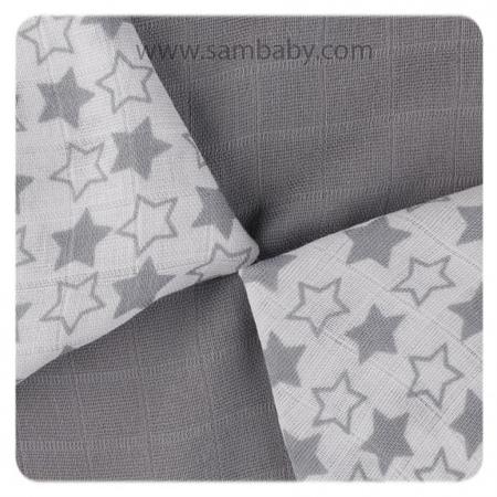 XKKO Bambusové ubrousky BMB 30x30 - Little Stars Silver