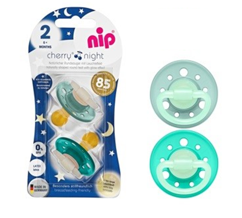 NIP CHERRY svítící noční šidítko 6m+ 2ks -green